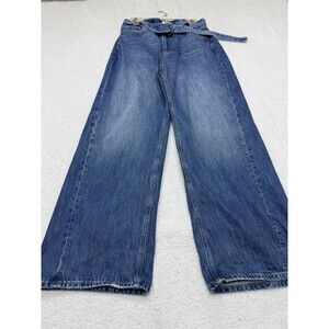 Free People Wide Leg Jeans Pants East Bay Belted High Waist Boho Size 32 NWT